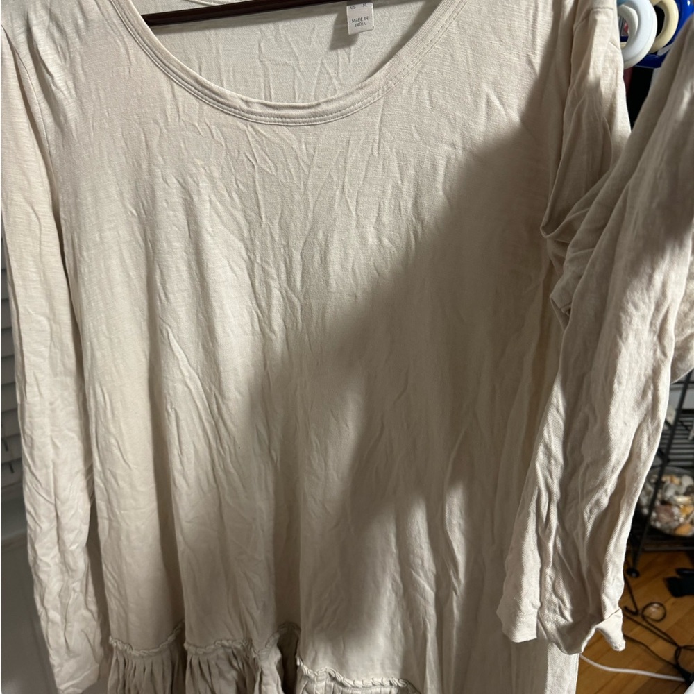 Logo by Lori Goldstein long sleeve beige shirt.